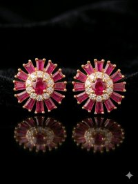 750 Gold Ohrringe Stecker mit Rubin 1 ct & Diamant - Bild 4