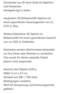 Ohrringe 750 Gold 1,2 ct Saphir Creolen - Bild 2