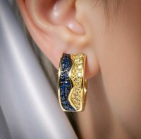 Ohrstecker Creolen 750 Gold 1,2 ct Saphir - Bild 3