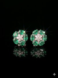 Ohrringe 750 Gold Smaragd Diamant Stecker - Bild 4
