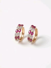 Creolen 750 Gold Rubin 1,6ct Diamant 0,64ct - Bild 2
