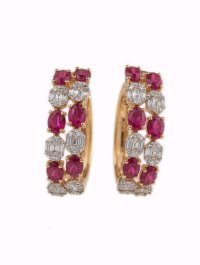 Creolen 750 Gold Rubin 1,6ct Diamant 0,64ct - Bild 3