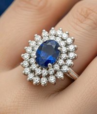 Ring 750 Gold Diamant 0,75 ct & Saphir - Bild 2