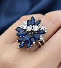 Ring 750 Gold Diamant 0,4 ct Saphir 1,8 ct - Bild 1
