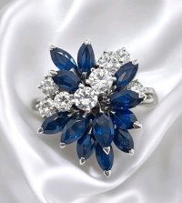 Ring 750 Gold Diamant 0,4 ct Saphir 1,8 ct - Bild 2