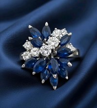 Goldring 750 Diamant 0,4ct Saphir 1,8ct - Bild 5