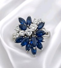 Goldring 750 Diamant 0,4ct Saphir 1,8ct - Bild 7