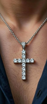 Kreuzanhänger 750 Gold 1ct Diamant Platin 950 Kette - Bild 4