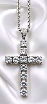 Diamant-Kreuz-Anhänger 750 Gold an Platin-Kette - Bild 6