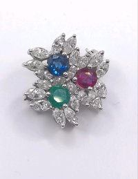 Anhänger 750 Gold Diamanten Smaragde 1,4 ct - Bild 1