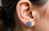 Creolen 585 Gelbgold mit Diamant & Saphir - Bild 1