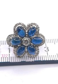Creolen 585 Gelbgold mit Diamant & Saphir - Bild 3