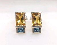 Ohrringe 585 Gold Stecker Creolen Citrin Turmalin - Bild 2