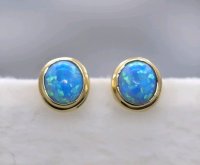 Creolen 585 Gold Opal Australien Stecker - Bild 3