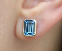 Ohrringe 585 Gold Stecker Creolen Blau Topas - Bild 2
