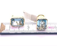 Ohrringe 585 Gold Stecker Creolen Blau Topas - Bild 5