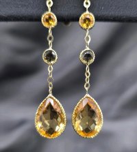 Ohrringe 750 Gold Rauchquarz Citrin Creolen - Bild 1