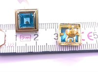 Ohrringe 585 Gold Creolen Stecker Blau Topas - Bild 4