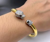 916 Gold Armreif mit Diamant 0,69 ct & Rubin - Bild 3
