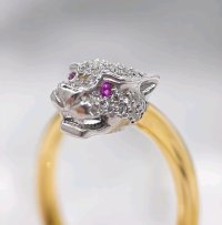 916 Gold Armreif mit Diamant 0,69 ct & Rubin - Bild 10