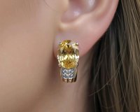 Creolen 585 Gelbgold mit Citrin & Diamant - Bild 1