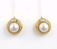 Creolen 750 Gold Wempe 1ct Diamant Perle - Bild 1