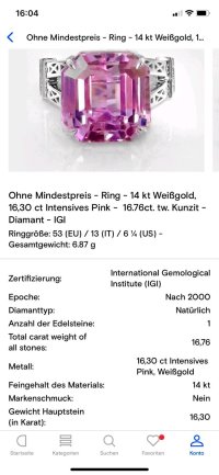 Verlobungsring 585 Gold Kunzit 16,3 ct Diamant - Bild 2