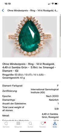 Verlobungsring 585 Gold Smaragd Diamant 4,49 ct - Bild 2