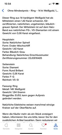 Ring 585 Gold Spinell 1,42 ct Diamant - Bild 7