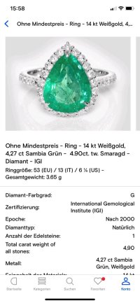 Ring 585 Gold Smaragd 4,27 ct Diamant - Bild 2