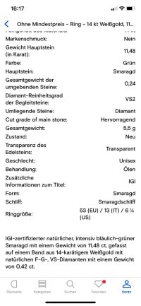 Ring 585 Gold Smaragd Diamant 11,48 ct Verlobung - Bild 5