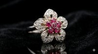 Antiker Goldring 585 mit Diamant & Rubin - Bild 5
