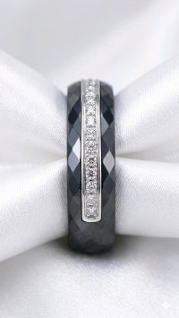 Ring 750 Weißgold 18 Kt Diamant 0,3 ct Keramik - Bild 3