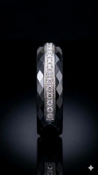 Ring 750 Weißgold 18 Kt Diamant 0,3 ct Keramik - Bild 4