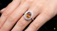 Antiker Ring 585 Gold mit Diamant & Citrin - Bild 2