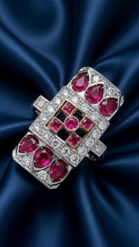 Antiker Barockring 585 Gold Diamant Rubin - Bild 5