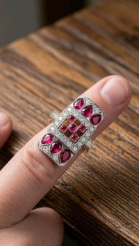 Antiker Barockring 585 Gold Diamant Rubin - Bild 6