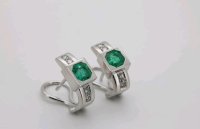 Ohrringe 750 Gold 1ct Diamant Smaragd Stecker - Bild 4