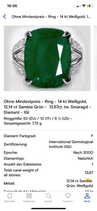 Verlobungsring 585 Gold Smaragd Diamant - Bild 2