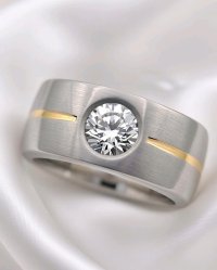 Ring 750 Gold & 950 Platin mit 1 ct Diamant E/VVS1 - Bild 1