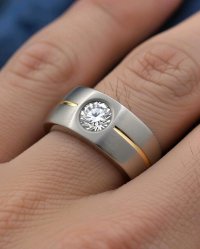 Ring 750 Gold & 950 Platin mit 1 ct Diamant E/VVS1 - Bild 2