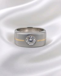 Ring 750 Gold & 950 Platin mit 1 ct Diamant E/VVS1 - Bild 3