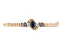 Armreif 750 Gelbgold Diamant Saphir Rubin Smaragd - Bild 5