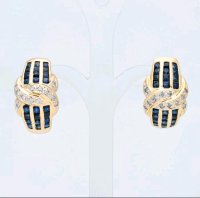 Ohrringe 585 Gold 1,5 ct Diamant Saphir Stecker - Bild 1
