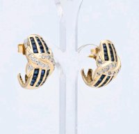 Ohrringe 585 Gold 1,5 ct Diamant Saphir Stecker - Bild 4