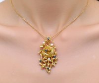 Anhänger 750 Gelbgold Saphir 0,3 ct und Perle - Bild 1