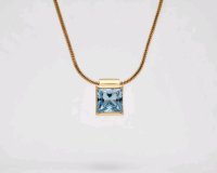 Collier 585 Gold Blauer Topas 48 cm 4,14 g - Bild 1