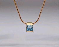 Collier 585 Gold Blauer Topas 48 cm 4,14 g - Bild 2