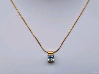 Collier 585 Gold Blauer Topas 48 cm 4,14 g - Bild 3