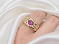 Ring 750 Gold Rubin 1 ct Diamant 0,05 ct - Bild 2